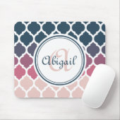Monogrammed Pink Blue Moroccan Lattice Pattern Muismat (Met muis)
