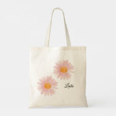 Monogrammed Pink Blush Daisy Floral  Tote Bag (Achterkant)