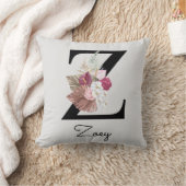 Monogrammed Pink Boho Floral Initiaal Z Kussen (Deken)