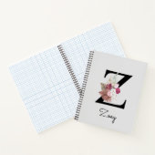 Monogrammed Pink Boho Floral Initiaal Z Notitieboek (Binnen)