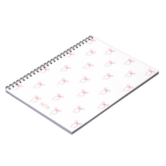 Monogrammed Pink Bow Notitieboek (Linkerzijde)