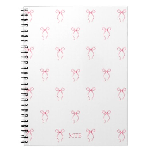 Monogrammed Pink Bow Notitieboek (Voorkant)