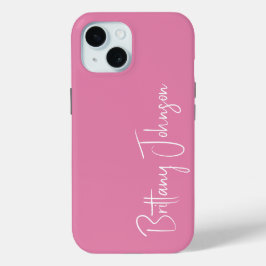 Monogrammed Pink iPhone 15 Case