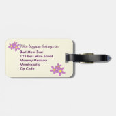 Monogrammed Pink Daisy Floral Bagagelabel (Achterkant horizontaal)
