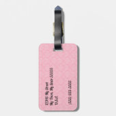 Monogrammed Pink Damask voor reizigers Bagagelabel (Achterkant verticaal)