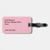 Monogrammed Pink Damask voor reizigers Bagagelabel (Achterkant horizontaal)