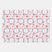 Monogrammed Pink en Blue Floral Inpakpapier Vel (Voorkant 2)