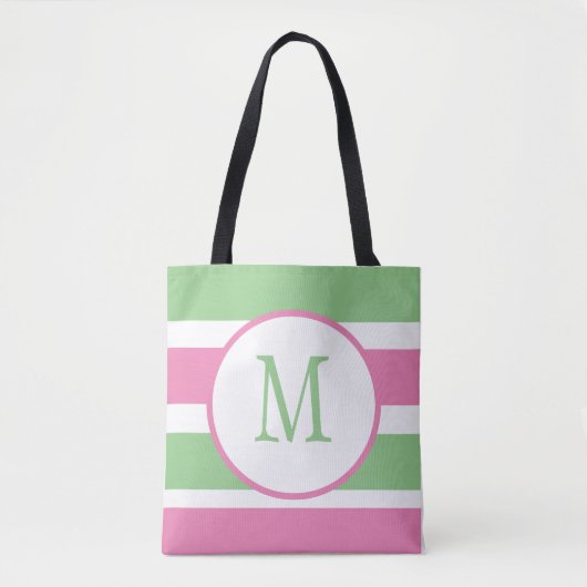Monogrammed Pink en Green Canvas tas (Voorkant)