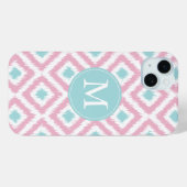 Monogrammed Pink en Mint Diamonds Ikat Pattern Case-Mate iPhone Case (Achterkant (horizontaal))