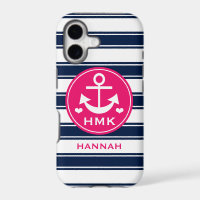 MONOGRAMMED PINK EN NAVY ANCHOR