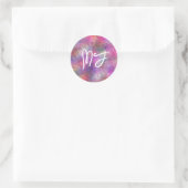 Monogrammed Pink en Paarse Digitale Kunst Ronde Sticker (Tas)