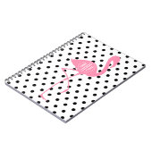 Monogrammed Pink Flamingo + Black Polka Dot Notitieboek (Linkerzijde)