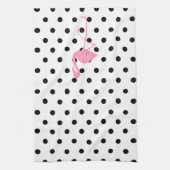 Monogrammed Pink Flamingo + Black Polka Dot Theedoek (Verticaal)