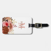 Monogrammed Pink Floral Bagagelabel (Voorkant horizontaal)