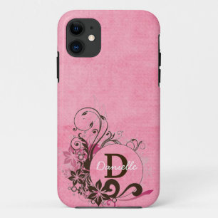 Monogrammed Pink Floral Tough Extreme iPhone5 Hoes