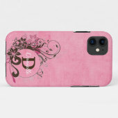 Monogrammed Pink Floral Tough Extreme iPhone5 Hoes (Achterkant (horizontaal))