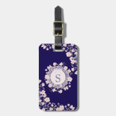 Monogrammed Pink Flowers and Lace Floral Bagagelabel (Voorkant verticaal)