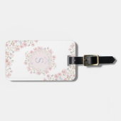 Monogrammed Pink Flowers and Lace Floral Bagagelabel (Voorkant horizontaal)