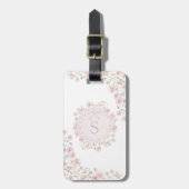 Monogrammed Pink Flowers and Lace Floral Bagagelabel (Voorkant verticaal)