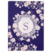 Monogrammed Pink Flowers and Lace Floral Klembord (Achterkant)