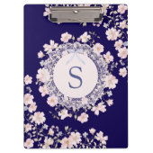 Monogrammed Pink Flowers and Lace Floral Klembord (Voorkant)