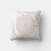 Monogrammed Pink Flowers and Lace Floral Kussen (Voorkant)