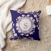 Monogrammed Pink Flowers and Lace Floral Kussen (Deken)