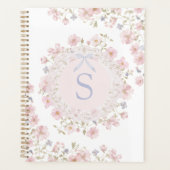 Monogrammed Pink Flowers and Lace Floral Planner (Voorkant)