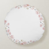 Monogrammed Pink Flowers and Lace Floral Rond Kussen (Achterkant)