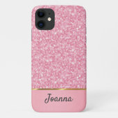 Monogrammed Pink Glitter Case-Mate iPhone Case (Achterkant)