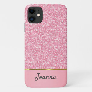 Monogrammed Pink Glitter Case-Mate iPhone Case