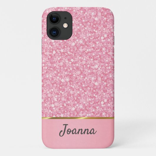 Monogrammed Pink Glitter Case-Mate iPhone Case (Achterkant)