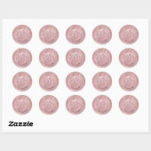 Monogrammed Pink Glitter Dot Ronde Sticker (Vel)