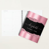 Monogrammed Pink Glitter Folie Black Planner (Display)