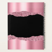 Monogrammed Pink Glitter Folie Black Planner (Achterkant)
