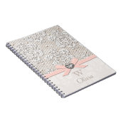 Monogrammed Pink  Lace en Pearls Notitieboek (Rechterzijde)