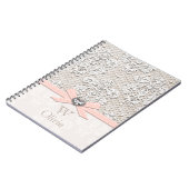 Monogrammed Pink  Lace en Pearls Notitieboek (Linkerzijde)