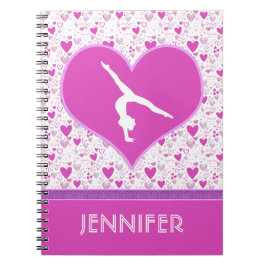 Monogrammed Pink Lots o' Hearts Gymnastiek Notitieboek