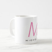 Monogrammed Pink Modern Jouw naam Koffiemok (Voorkant links)