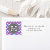 Monogrammed Pink Paars Blue Chevron Etiket (Insitu)