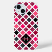 Monogrammed Pink Paars Girly Geometric Pattern Case-Mate iPhone Case (Achterkant)