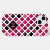 Monogrammed Pink Paars Girly Geometric Pattern Case-Mate iPhone Case (Achterkant (horizontaal))