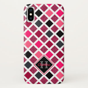 Monogrammed Pink Paars Girly Geometric Pattern Case-Mate iPhone Case