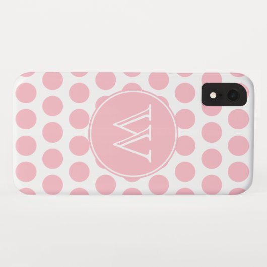 Monogrammed Pink Polka Dots Case-Mate iPhone Case (Achterkant (horizontaal))