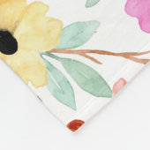 Monogrammed Pink, Red, Yellow Floral Greenery Fleece Deken (Hoek)
