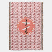 Monogrammed Pink Salmon Deer, Gepersonaliseerde Na Deken (Voorkant Verticaal)