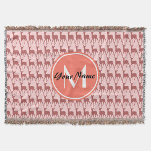 Monogrammed Pink Salmon Deer, Gepersonaliseerde Na Deken