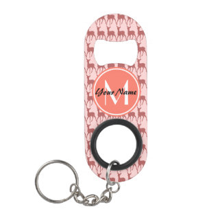 Monogrammed Pink Salmon Deer, Gepersonaliseerde Na Mini Flessenopener