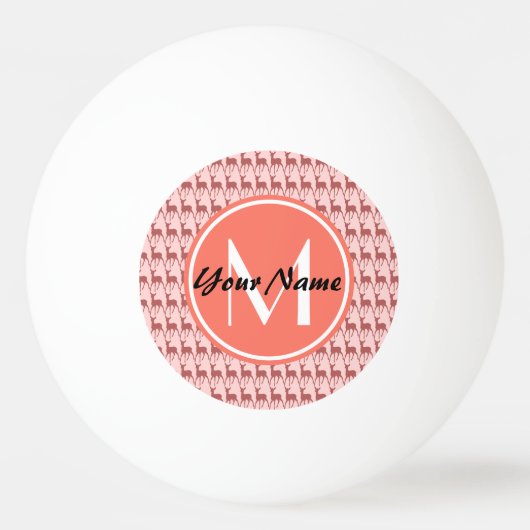 Monogrammed Pink Salmon Deer, Gepersonaliseerde Na Pingpongbal (Voorkant)