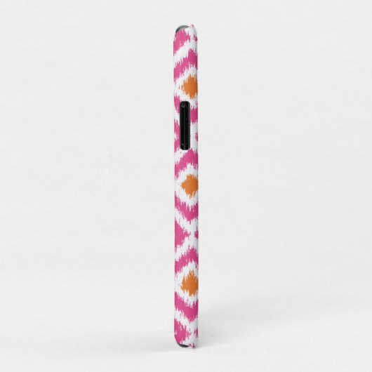 Monogrammed Pink Tangerine Diamond Ikat Pattern Case-Mate iPhone Case (Achterkant/rechts)